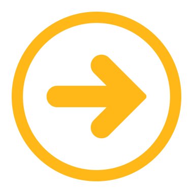 Ok sağ düz sarı yuvarlak renkli raster simgesi