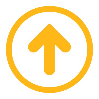 Ok yukarı düz sarı yuvarlak renkli raster simgesi