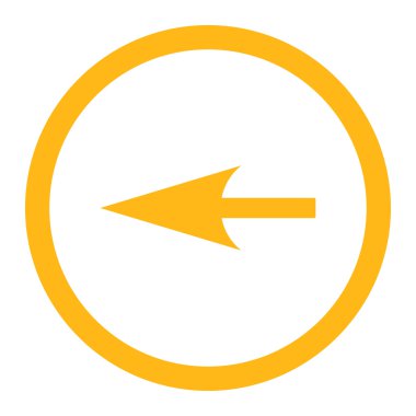 Keskin sol ok düz sarı yuvarlak renkli raster simgesi