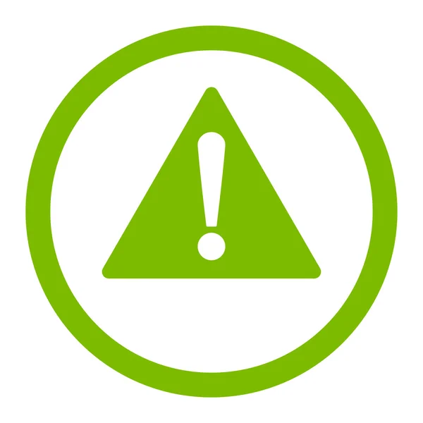 Warning flat eco green color rounded raster icon — Stock Photo, Image