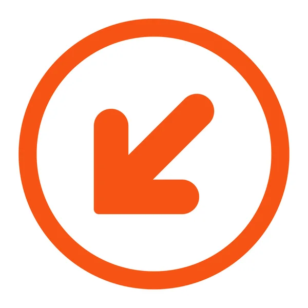 Pijl omlaag links plat oranje kleur afgerond raster pictogram — Stockfoto