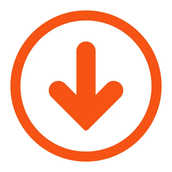 Arrow Down flat orange color rounded raster icon — Stock Photo, Image