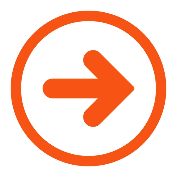 Pijl rechts plat oranje kleur afgerond raster pictogram — Stockfoto