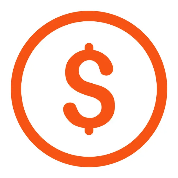 Dollar plat orange couleur arrondie icône raster — Photo