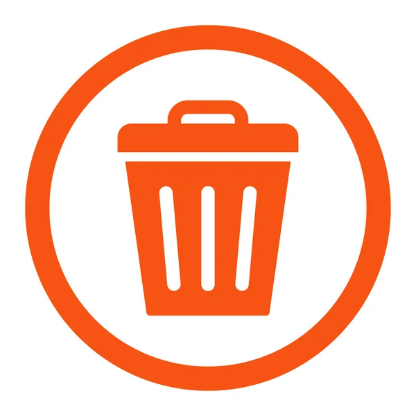 Trash Can flat orange color rounded raster icon — Stock Photo, Image