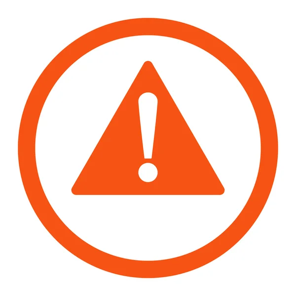 Warning flat orange color rounded raster icon — Stock Photo, Image