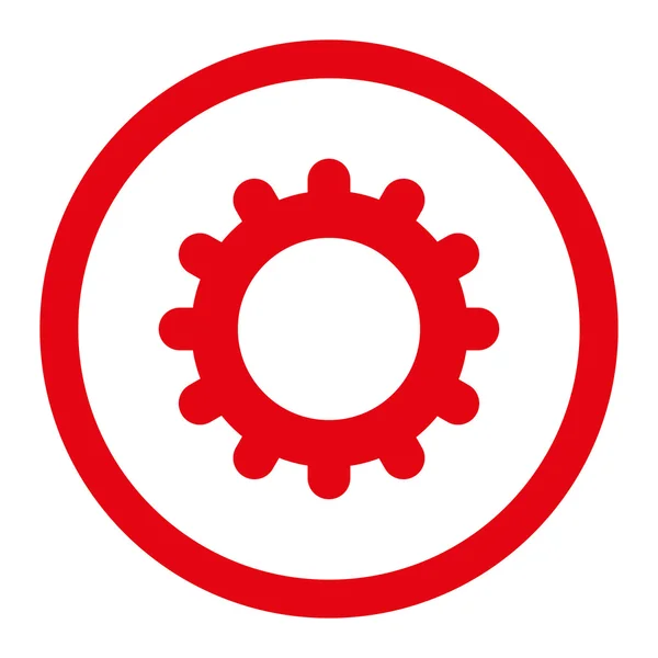 Engranaje plano de color rojo redondeado icono de trama — Foto de Stock