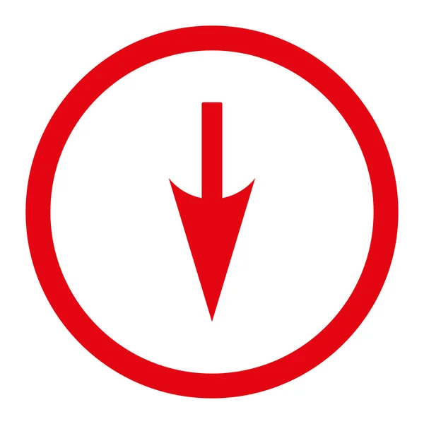 Sharp Down Arrow plana cor vermelha arredondada ícone raster — Fotografia de Stock