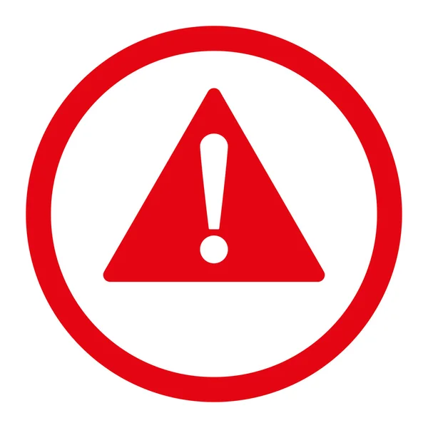 Warning flat red color rounded raster icon — Stock Photo, Image