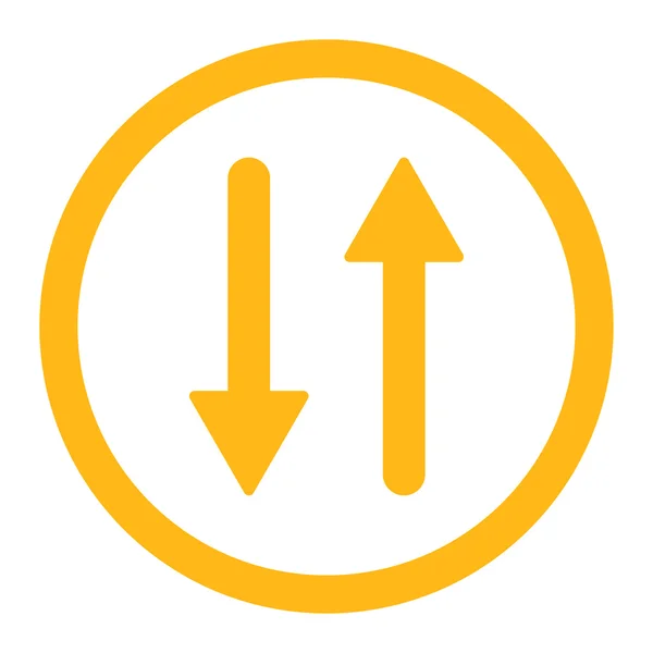 Pijlen Exchange verticale mat geel kleur afgerond raster pictogram — Stockfoto