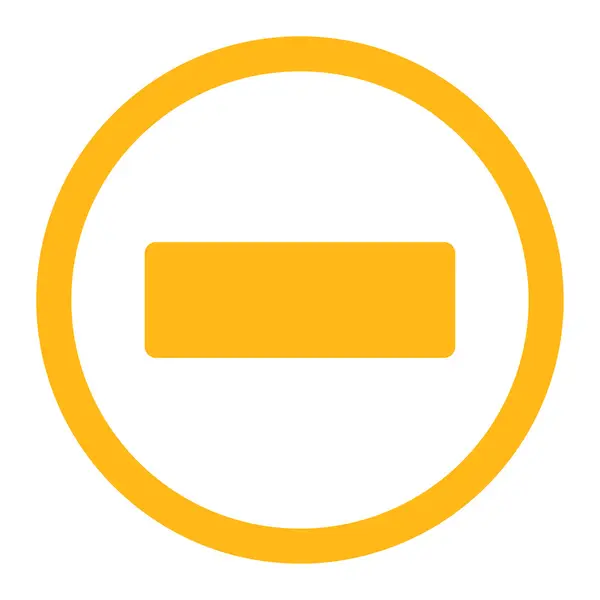 减号扁平黄色圆形栅格图标 — 图库照片