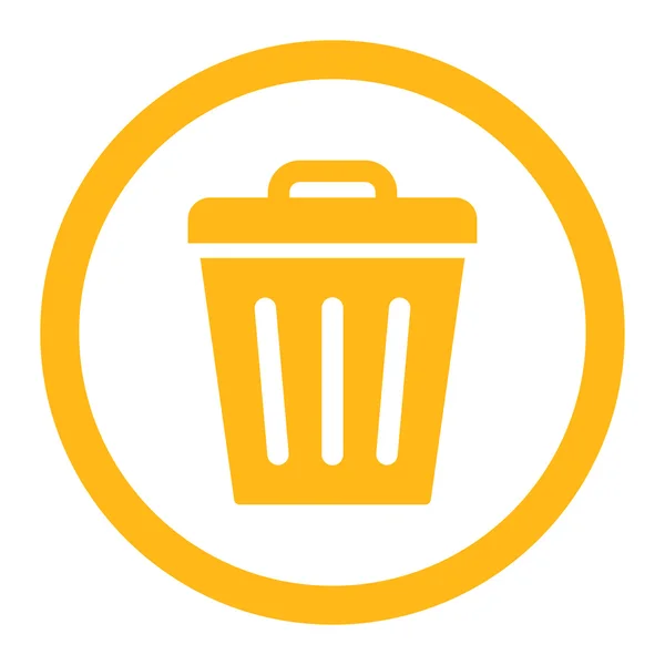 Trash Can flat yellow color rounded raster icon — Stock Photo, Image