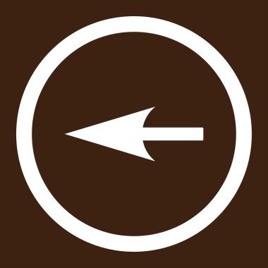 Keskin sol ok düz beyaz yuvarlak renkli raster simgesi