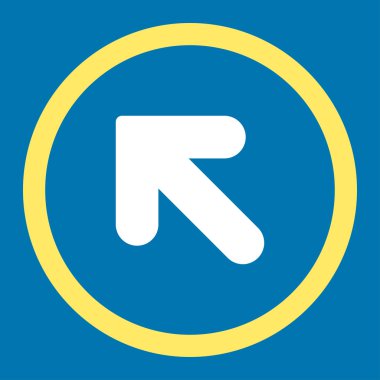 Ok yukarı sol düz sarı ve beyaz renklerde raster simgesi yuvarlak