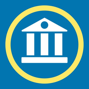 Banka düz sarı ve beyaz renklerde raster simgesi yuvarlak