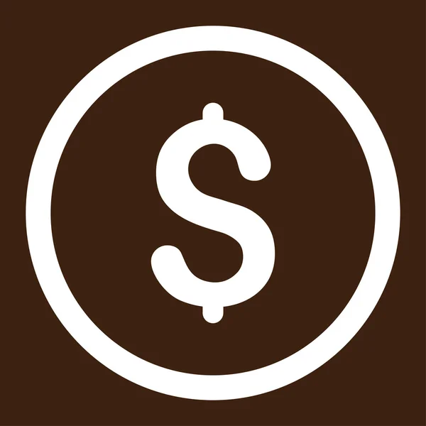 Dollar flat white color rounded raster icon — Stock Photo, Image