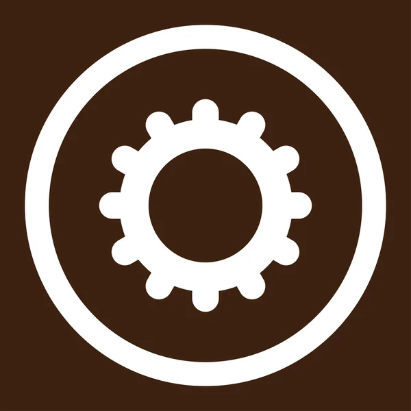 Gear flat white color rounded raster icon — Stock Photo, Image