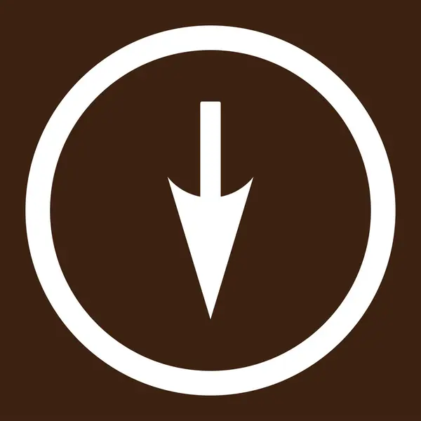 Sharp Down Arrow plana cor branca arredondado ícone raster — Fotografia de Stock
