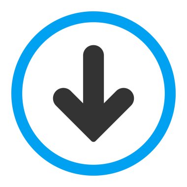 Ok Düz mavi ve gri renkler yuvarlanmış vektör simgesi