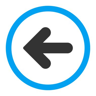 Sol düz mavi ve gri renkler yuvarlak vektör simgesi