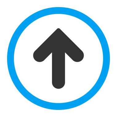 Arrow Yukarı düz mavi ve gri renkler yuvarlanmış vektör simgesi