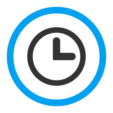Clock flat blue and gray colors rounded vector icon
