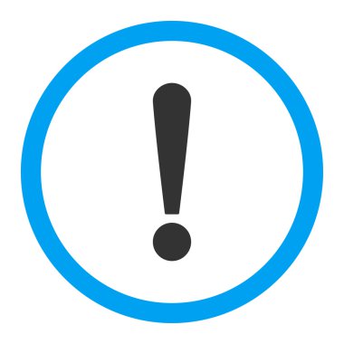 Exclamation Sign flat blue and gray colors rounded vector icon