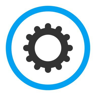 Düz mavi ve gri renkler yuvarlak vektör simgesi