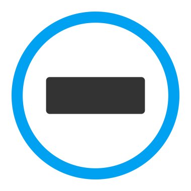 Minus flat blue and gray colors rounded vector icon