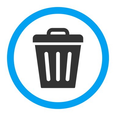 Trash Can flat blue and gray colors rounded vector icon