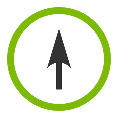 Ok Ekseni Y düz eko yeşil ve gri renkler yuvarlak vektör simgesi