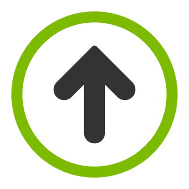 Düz eko yeşil ve gri renkli yuvarlak vektör simgesi