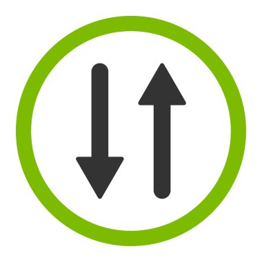 Arrows Exchange Vertical flat eco green and gray colors rounded vector icon