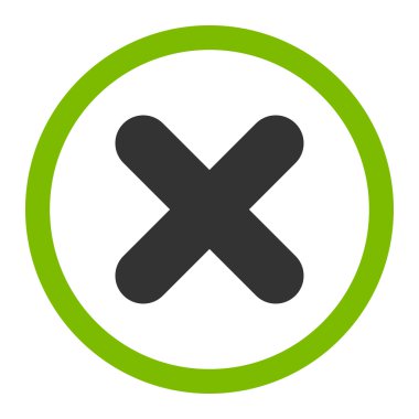 Düz eko yeşil ve gri renkli yuvarlak vektör simgesini iptal et