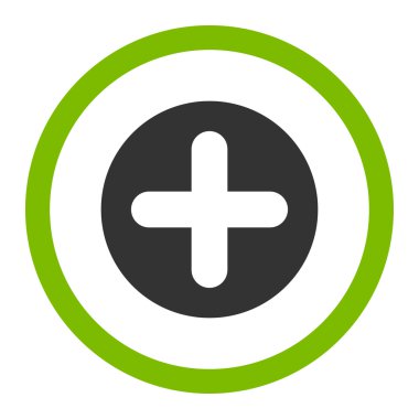 Düz eko yeşil ve gri renkli yuvarlak vektör simgesi oluştur