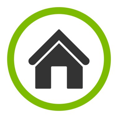 Ev düz eko yeşil ve gri renkler vektör simge yuvarlak