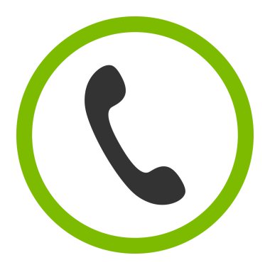 Phone flat eco green and gray colors rounded vector icon