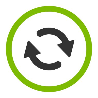 Düz yeşil ve gri renkleri yuvarlak vektör simgesini tazele