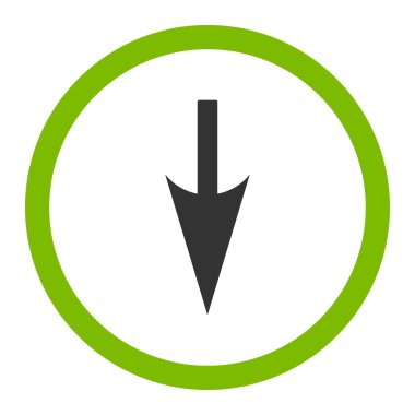 Sharp Down Arrow flat eco green and gray colors rounded vector icon