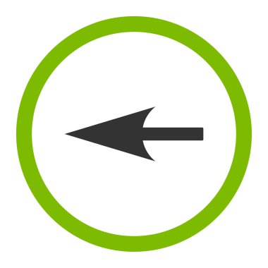 Sharp Left Arrow flat eco green and gray colors rounded vector icon