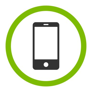 Akıllı telefon düz eko yeşil ve gri renkler yuvarlak vektör simgesi