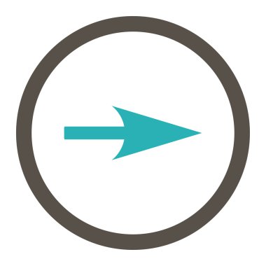 Arrow Axis X flat grey and cyan colors rounded vector icon