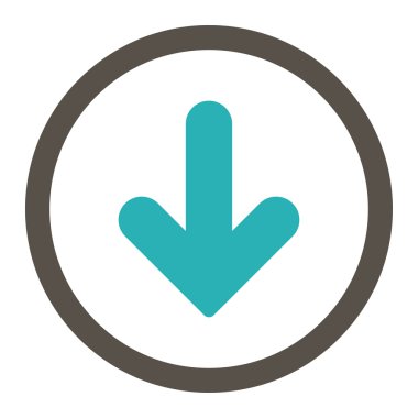 Arrow Down flat grey and cyan colors rounded vector icon