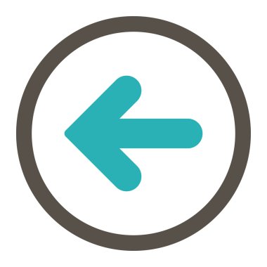 Arrow Left flat grey and cyan colors rounded vector icon