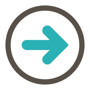 Arrow Right flat grey and cyan colors rounded vector icon