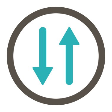 Arrows Exchange Vertical flat grey and cyan colors rounded vector icon