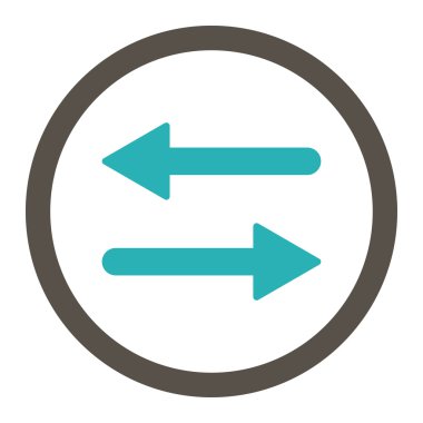 Düz gri ve cyan renklerini değiştirin yuvarlak vektör simgesi