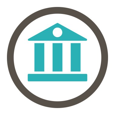 Bank flat grey and cyan colors rounded vector icon