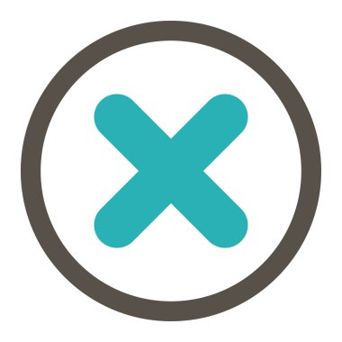 Cancel flat grey and cyan colors rounded vector icon