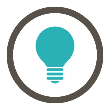 Elektrik ampulü düz gri ve cyan renkleri yuvarlak vektör simgesi